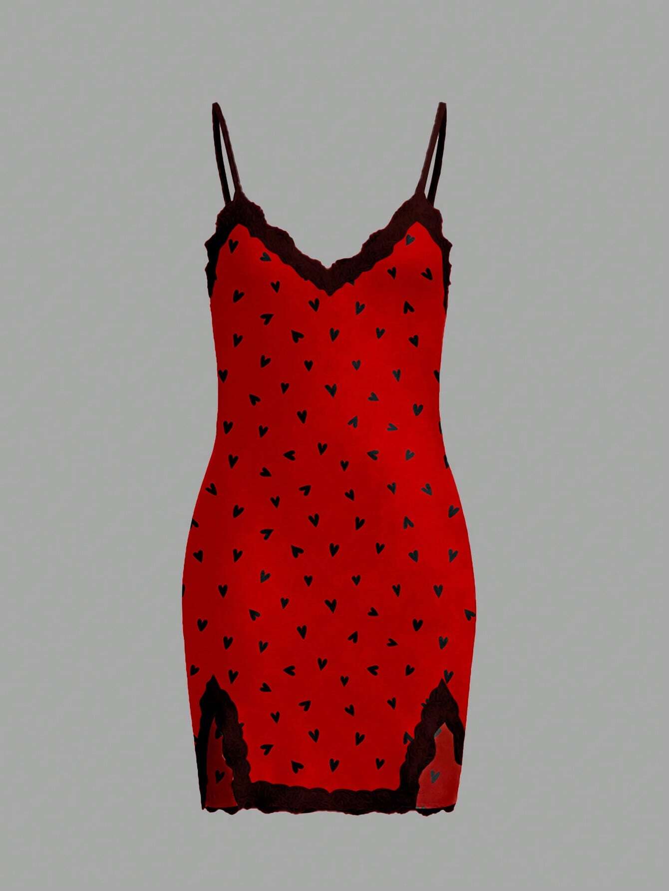 Red, women's camisole dress, red lace