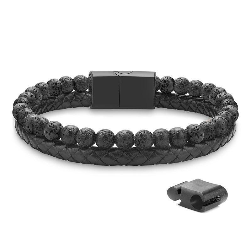 Leather Beaded Bracelets for Men Women 6MM Stone Adjustable Magnetic Clasp Bracelet Jewelry